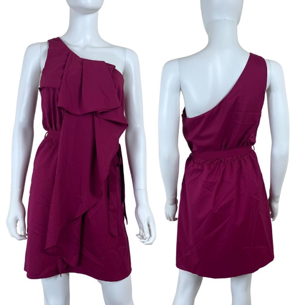 Rosebud Women Size M Pink Pullover Mini Ruffle One Shoulder Dress Party Holiday